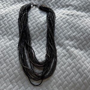 Cookie Lee Multi-Strand Black Beaded Statement Necklace